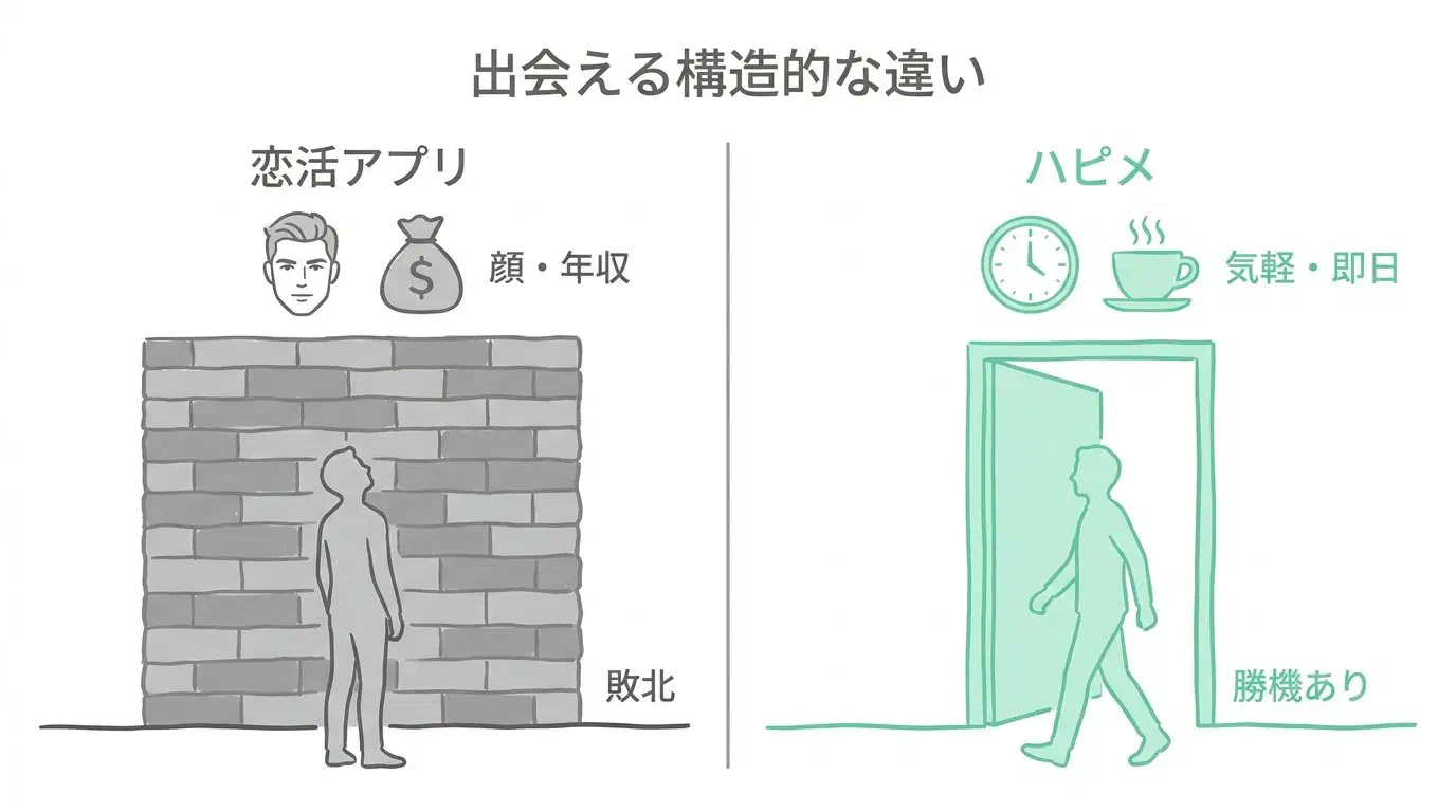 恋活アプリとハッピーメールの構造的違い