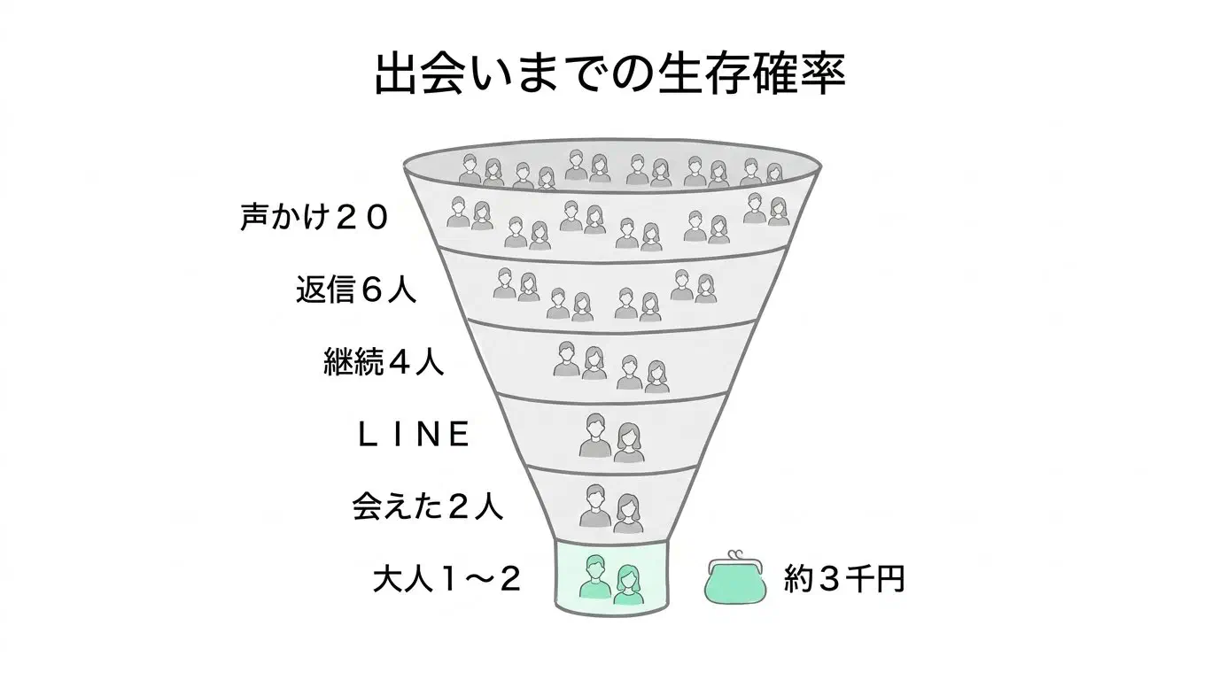 筆者の自腹検証における歩留まりとリアルな交際データ
